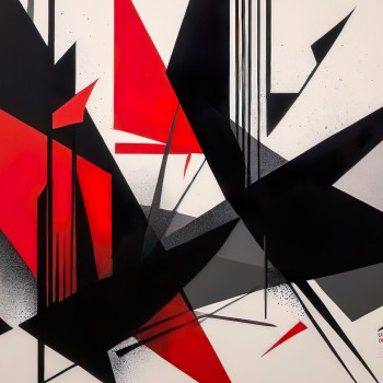 Named contemporary work « En rouge et noir », Made by LIVELYART.77