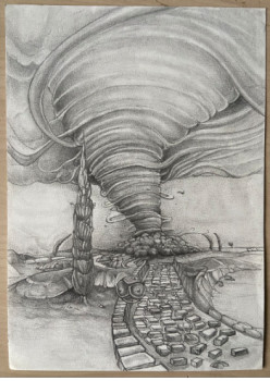 Named contemporary work « Tornade et cyprès italien (version 1) », Made by GREG