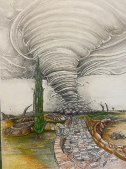 Named contemporary work « Tornade et cyprès italien (version 2) », Made by GREG