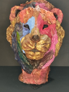 Named contemporary work « Lion multicolore », Made by MAG.MRG