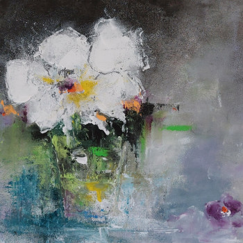 Named contemporary work « FLEUR BLANCHE », Made by MIREILLE MAURY