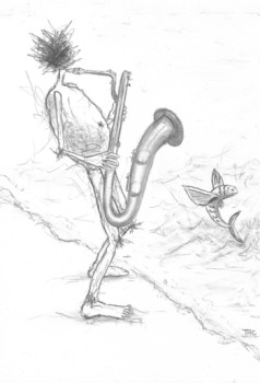 Named contemporary work « Le saxophoniste », Made by TMC