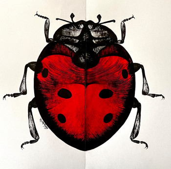 Named contemporary work « Red ladybug », Made by CHAHRAZED
