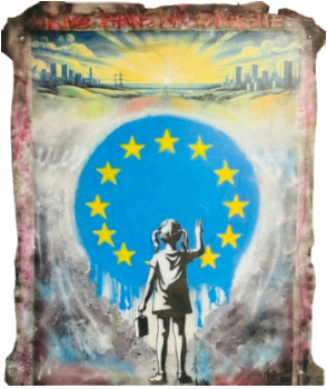 Named contemporary work « EU WALL », Made by JOHN HERJI