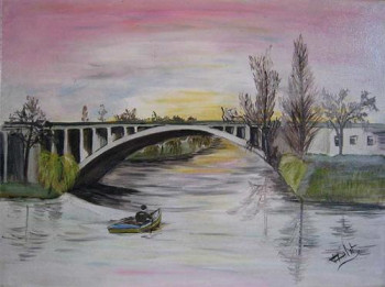Named contemporary work « PONT DE JOINVILLE EN HIVER », Made by AMELIE AMELOT