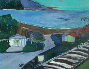 Named contemporary work « Rails sur la plage », Made by EMANUELA CELLEGHIN