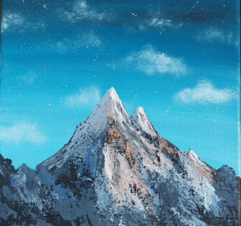 Named contemporary work « Mountain acrylic painting », Made by STELLA ZANAI