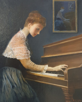 Named contemporary work « jeune femme au piano », Made by ROBERT LESPES