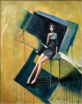 Named contemporary work « penseuse 4 », Made by KARINE CUNIBERTI