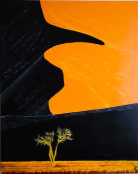 Named contemporary work « Setting sun over the Namibian desert », Made by STEFAN