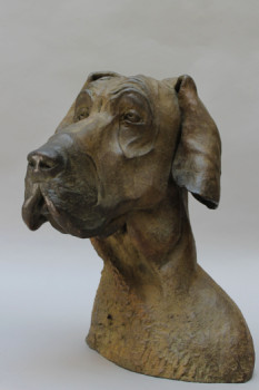 Named contemporary work « Omer, Dog Allemand », Made by VIRGINIE CHARDON SCULPTURE