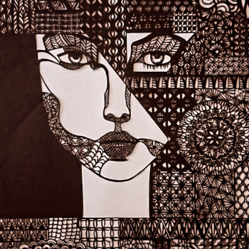 Named contemporary work « Visage femme 1 », Made by MAGICAL PAPERCUT