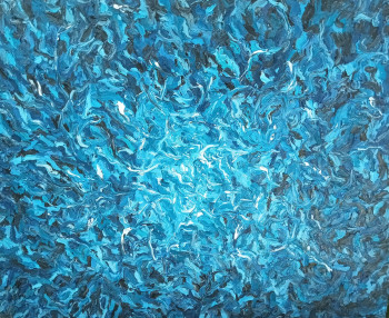 Named contemporary work « composition bleue », Made by ALFREDO