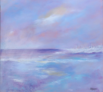 Named contemporary work « VUE SUR LE PORT », Made by MARTINE GRéGOIRE