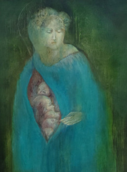 Named contemporary work « La déesse bleue », Made by ISABELLE VIALLE
