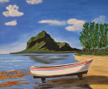 Named contemporary work « Rocher du Morne- Ile Maurice », Made by ANNE LEFèVRE RéMY