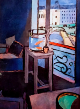 Named contemporary work « intérieur, bocal de poissons d'après Matisse », Made by VERONIQUE MORICEAU
