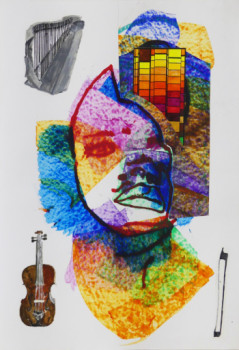 Named contemporary work « Violoncelliste », Made by COLORMO