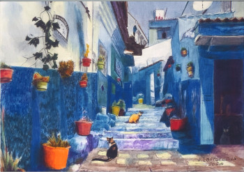 Named contemporary work « Chefchaouen II, accès vers le haut », Made by JACQUES TAFFOREAU