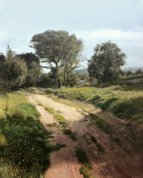 Named contemporary work « Paisaje rural pintura acrílica sobre cartulina », Made by JOSE AMORóS FERNANDEZ