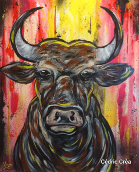 Named contemporary work « Animal - taureau - street art », Made by CéDRIC CRéA