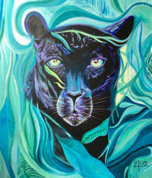 Named contemporary work « Black Panther », Made by YALYS