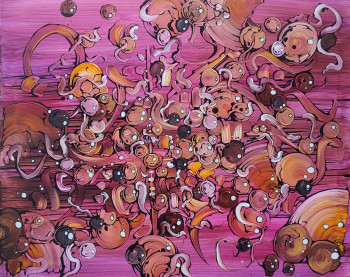 Named contemporary work « BULLES ROSES », Made by AIRPAI