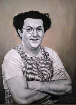 Named contemporary work « Coluche », Made by RICHY WAM K