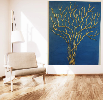Named contemporary work « Arbol - fondo azul », Made by ADRIANA STROE