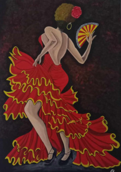 Named contemporary work « Ma danseuse Flamenca », Made by ALAIN PERCHOC