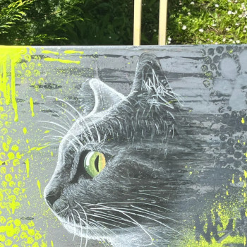 Named contemporary work « Le chat », Made by KASUR GRAFF