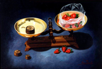 Named contemporary work « 130 BALANZA CON FRESAS », Made by NEUS BRUNET CAPDEVILA