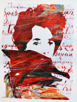Named contemporary work « Femme au foulard rouge », Made by DE LUCA