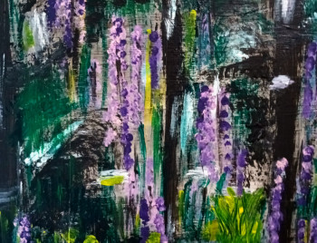 Named contemporary work « Im Wald Blüten Inspiration . Acryl auf Leinwand », Made by JJNELLY