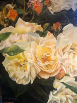 Named contemporary work « roses du petit paradis », Made by LUCAS VAN ROBAYS