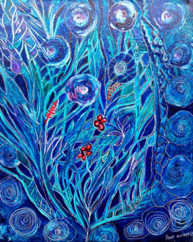 Named contemporary work « Aqua Flowers », Made by ROSE GUIHARD