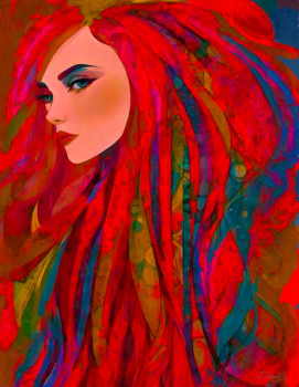 Named contemporary work « Girl with red hair », Made by DORON B