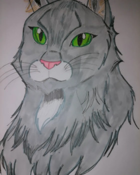 Named contemporary work « Green eye's cat », Made by CHARLOTTE OUELE
