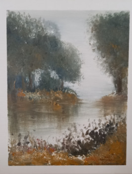 Named contemporary work « Brume sur l'étang », Made by MARTINE THUILLIER