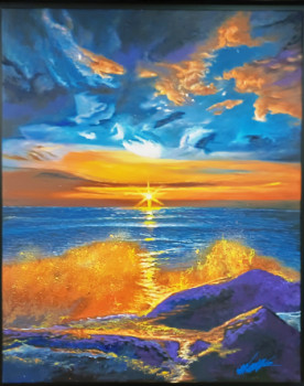 Named contemporary work « Lever de soleil sur la mer », Made by GABRIEL ANGELO CAMPANOZZI