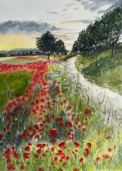 Named contemporary work « Le chemin aux coquelicots », Made by MARIE-CHRISTINE LONDON