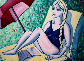 Named contemporary work « Isabelle à la piscine », Made by MARINE WALON