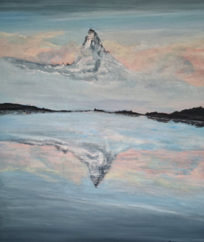 Named contemporary work « Le Cervin vue du Lac de stilisee », Made by PATRICK