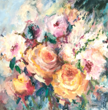 Named contemporary work « Rêverie Florale Pastel », Made by IRYNA MALYNOVSKA