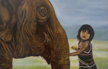 Named contemporary work « KIM LUANG ET L ELEPHANT », Made by REGINE PELTIER