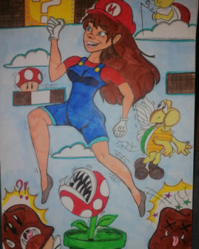 Named contemporary work « "Super Maria Bros girl" », Made by CHARLOTTE OUELE