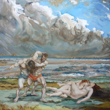Named contemporary work « Corps-à-corps, hommage à Courbet », Made by GILLES CHAMBON