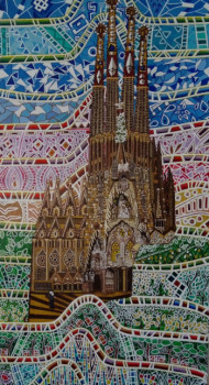 Named contemporary work « SAGRADA FAMILIAL esprit Gaudi », Made by JO