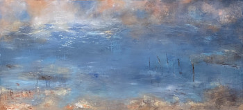 Named contemporary work « Brume Bleue 3 », Made by SANDRINE BELMONT