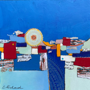 Named contemporary work « Précieux Grand bleu », Made by CAROLINE RICHARD